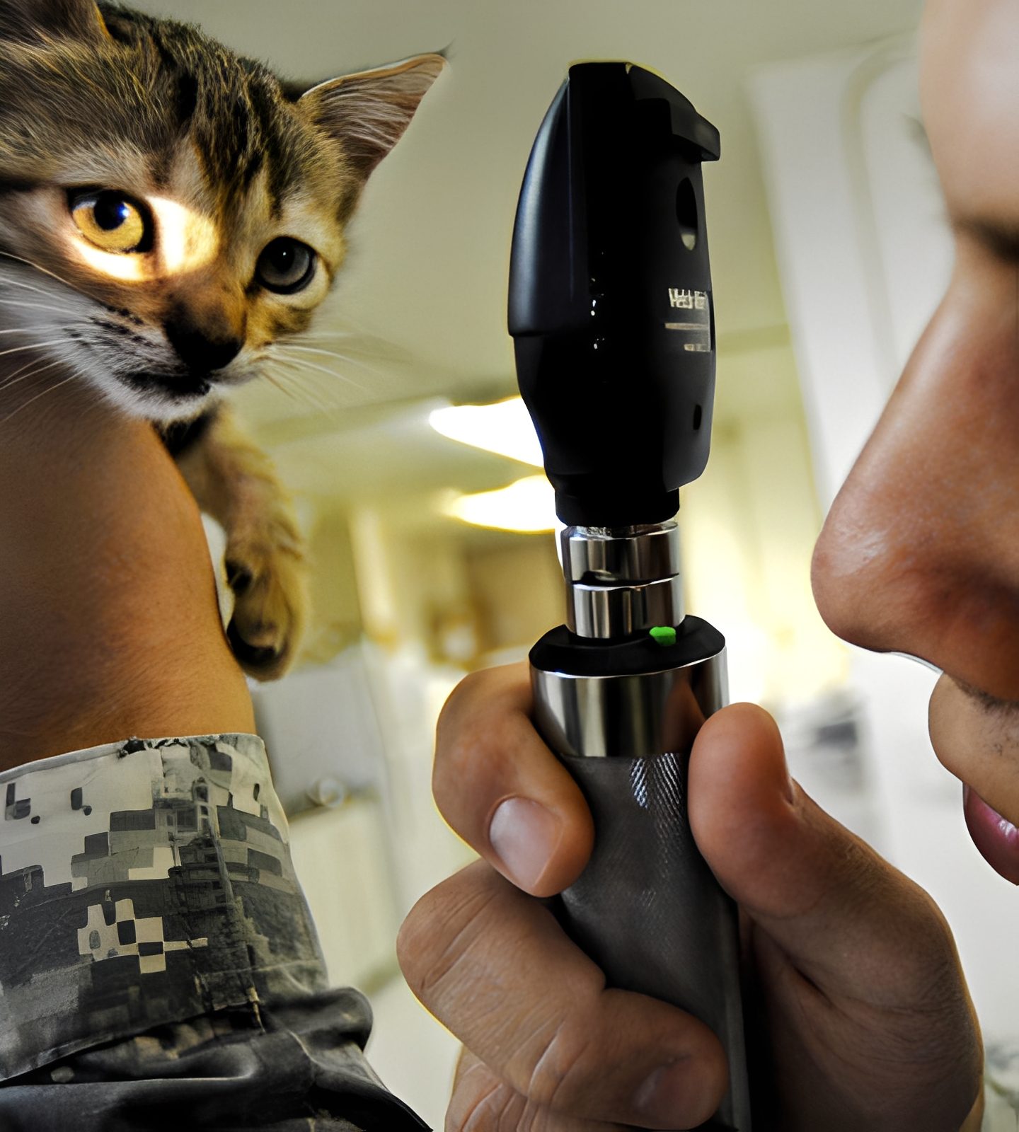 Kitten eye check-up at clinic
