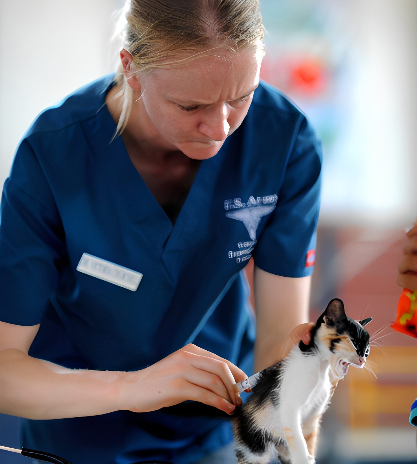 Kitten receiving a check-up from veterinarian